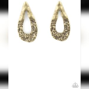 Industrial Antiquity Brass Post Paparazzi Brass Hammered Teardrop Earrings